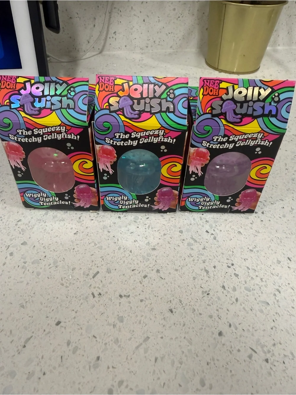 Nee Doh Jelly Squish Pink Purple Blue